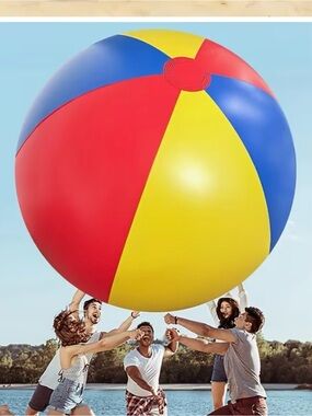 NEW Giant Multicolor Beach Ball - Red, Blue & Yellow (air hand pump)